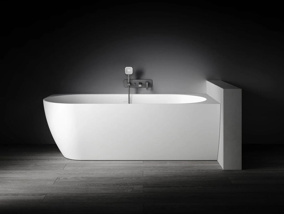 Eleni 1700mm Corner Back to Wall Stone Bath with overflow - left or right hand Kaskade Stone