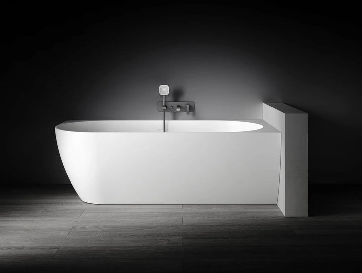 Eleni 1700mm Corner Back to Wall Stone Bath with overflow - left or right hand Kaskade Stone