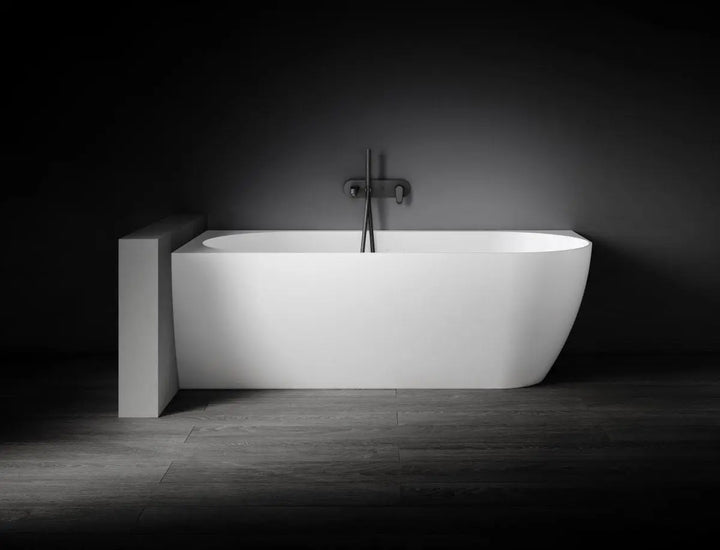 Eleni 1700mm Corner Back to Wall Stone Bath with overflow - left or right hand Kaskade Stone