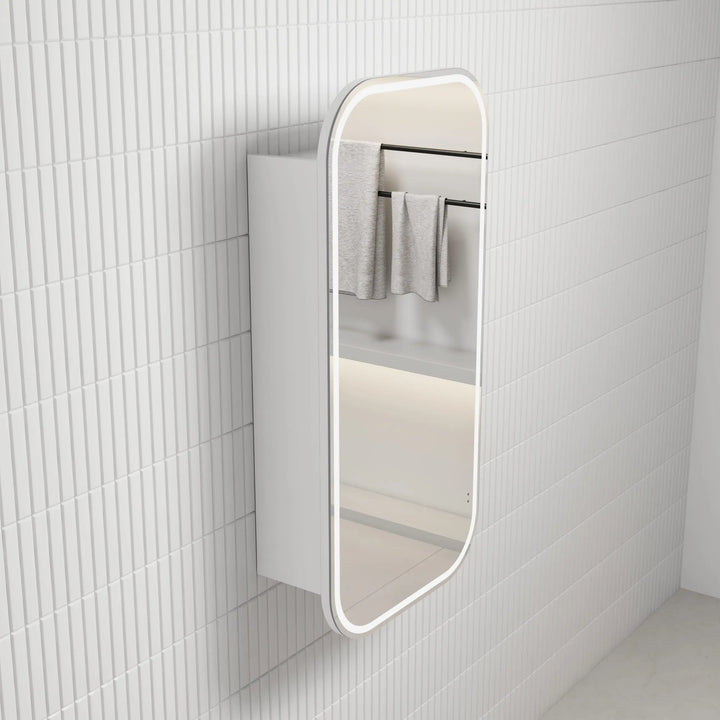 Vienna LED Shaving Cabinet matte white frameless Alex Group Aus