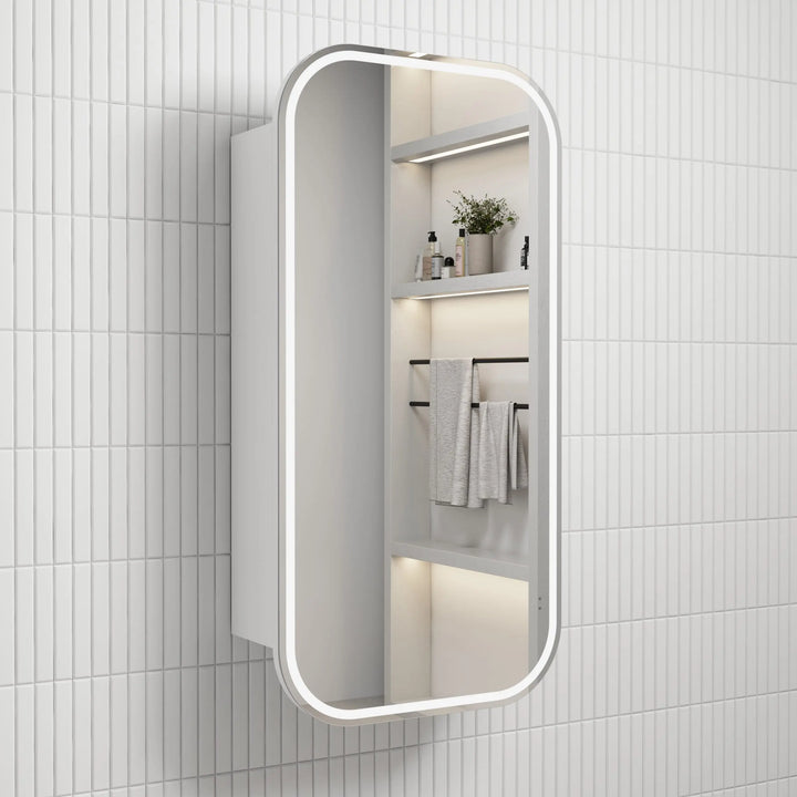 Vienna LED Shaving Cabinet matte white frameless Alex Group Aus