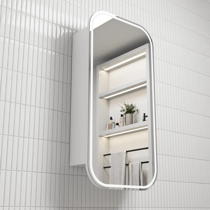 Vienna LED Shaving Cabinet matte white frameless Alex Group Aus