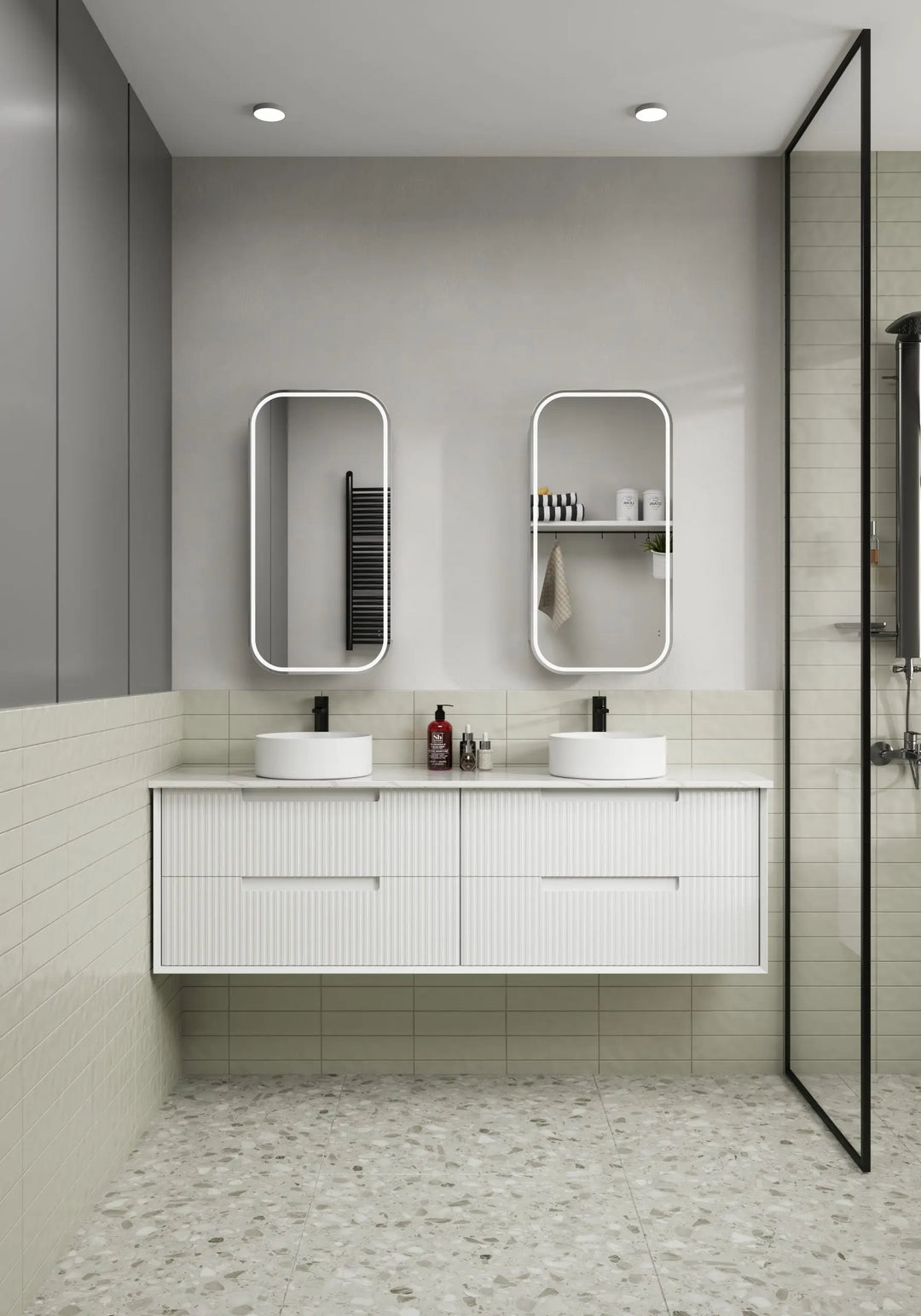 Vienna LED Shaving Cabinet matte white frameless Alex Group Aus