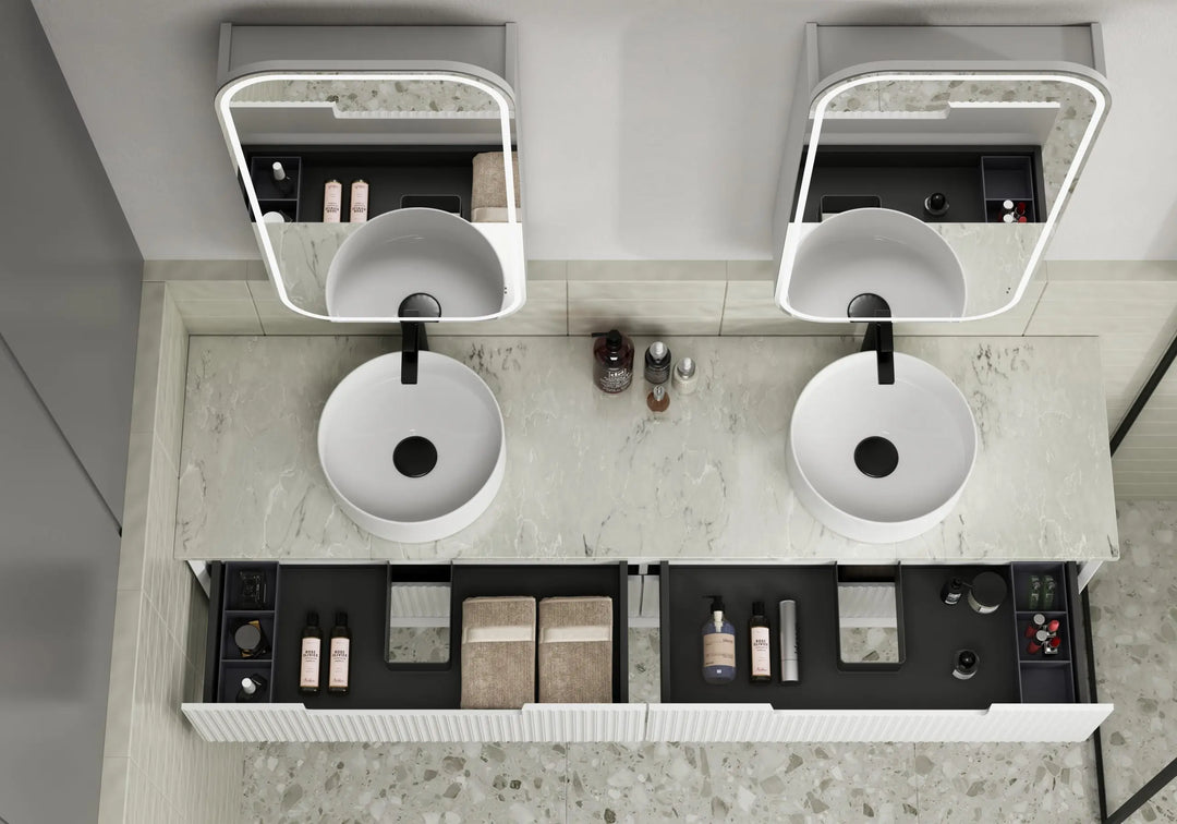 Vienna LED Shaving Cabinet matte white frameless Alex Group Aus