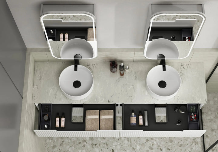 Vienna LED Shaving Cabinet matte white frameless Alex Group Aus