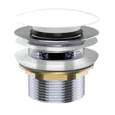 Universal Pull-Out/Pop-Up Brass Cap Bath Waste with Overflow, Gloss White Fienza