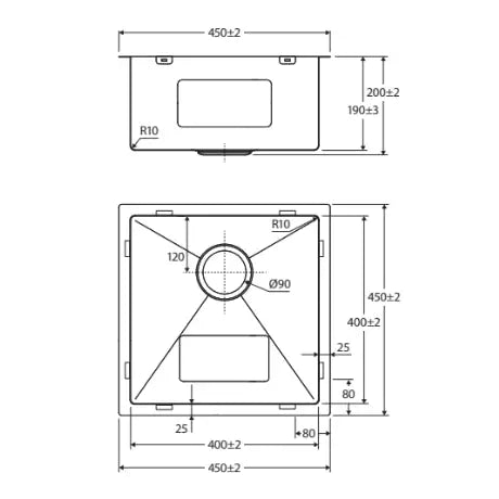 Hana 32L Single Kitchen Sink, Stainless Steel Fienza