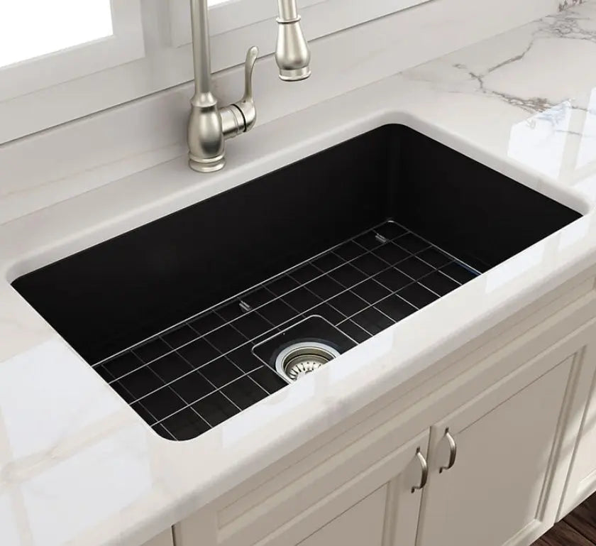 Cuisine 81 x 48 Inset / Undermount Fine Fireclay Matte Black Sink Turner Hastings
