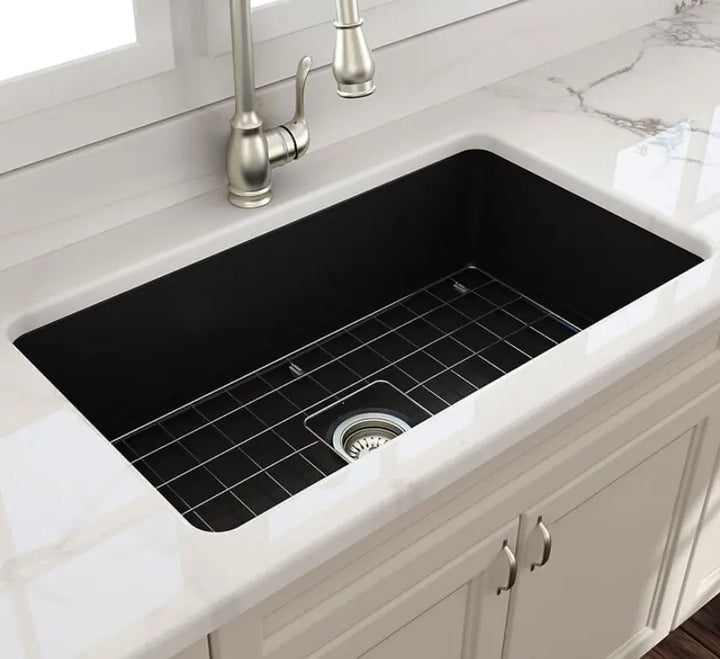 Cuisine 81 x 48 Inset / Undermount Fine Fireclay Matte Black Sink Turner Hastings