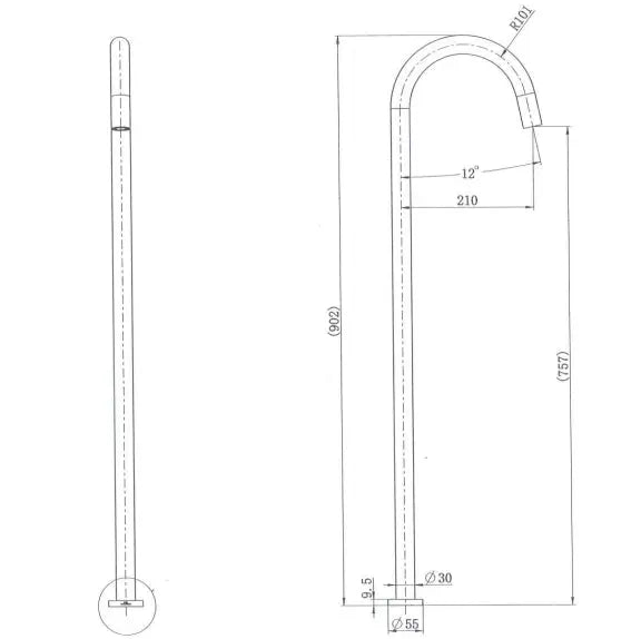 One Left - Star Freestanding Bath Spout, Chrome Art Bathrooms