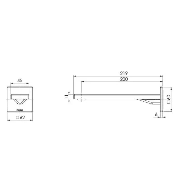 Last two - Phoenix Zimi Wall Basin Outlet 200mm, Chrome Phoenix