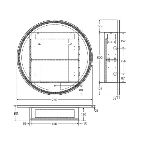 Round LED Mirror Cabinet 750mm Fienza
