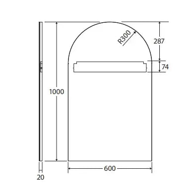 Marlowe Arch Mirror with Edge, 600 x 1000mm Fienza