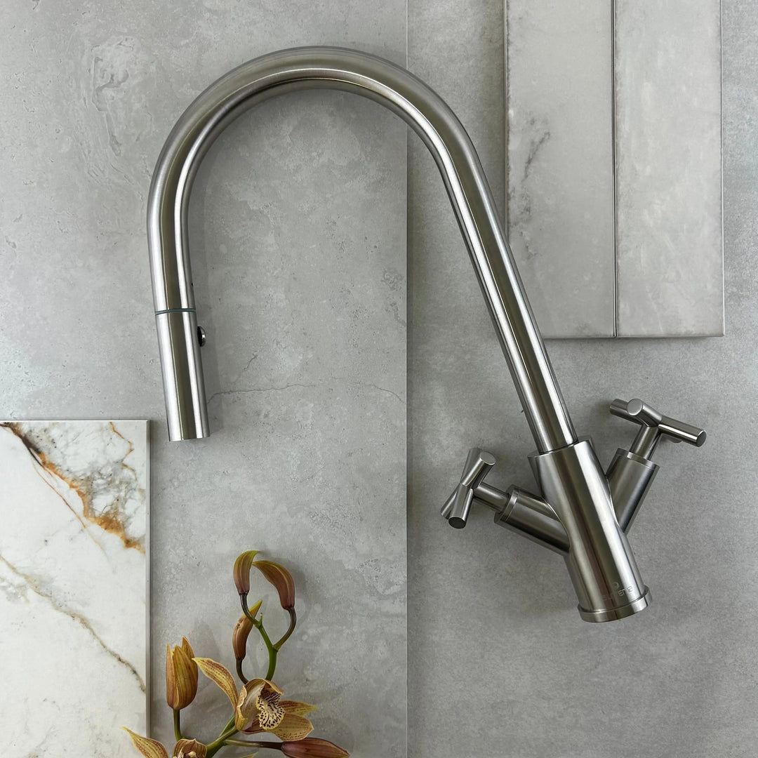 X-Gen Alfresco 316SS Twin Handle Sink Mixer with Pull Out Spray XpressFit by Suprema