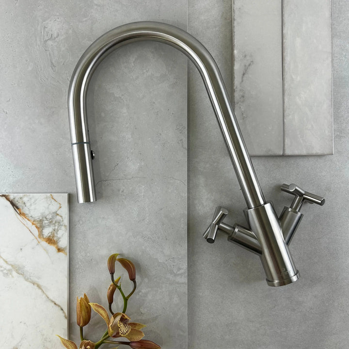 X-Gen Alfresco 316SS Twin Handle Sink Mixer with Pull Out Spray XpressFit by Suprema