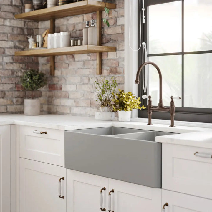 Novi 85 x 46 Fine Fireclay Concrete Look Butler Sink overflow optional Turner Hastings