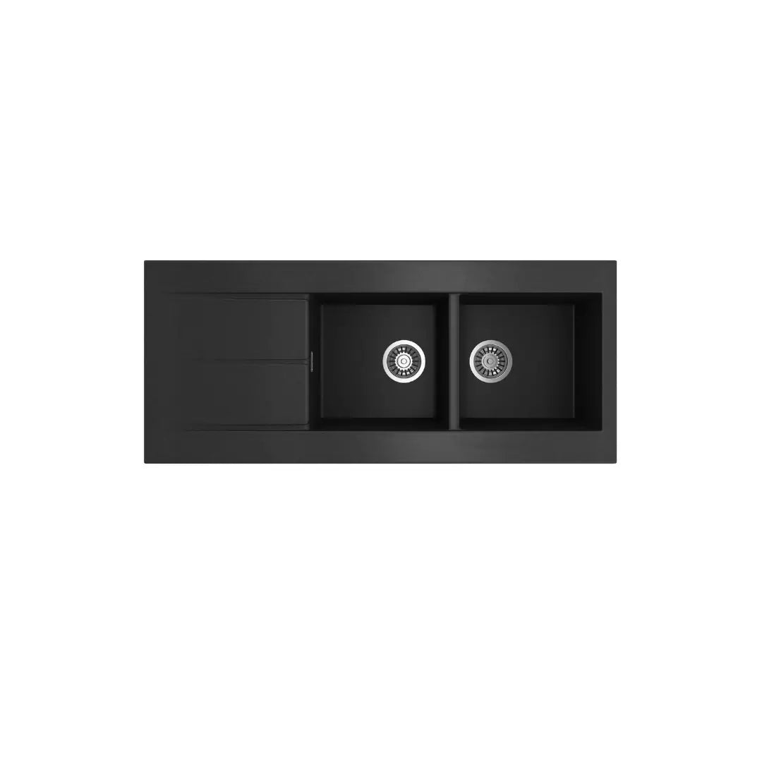 Oros 1162 Arqstone Double Bowl Sink Black or White with overflow Seima