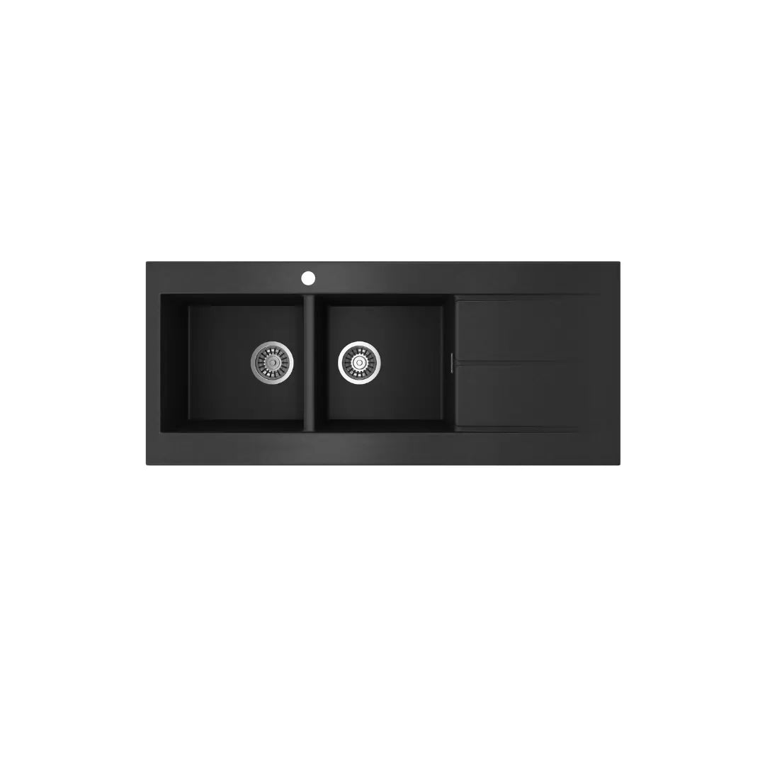 Oros 1162 Arqstone Double Bowl Sink Black or White with overflow Seima