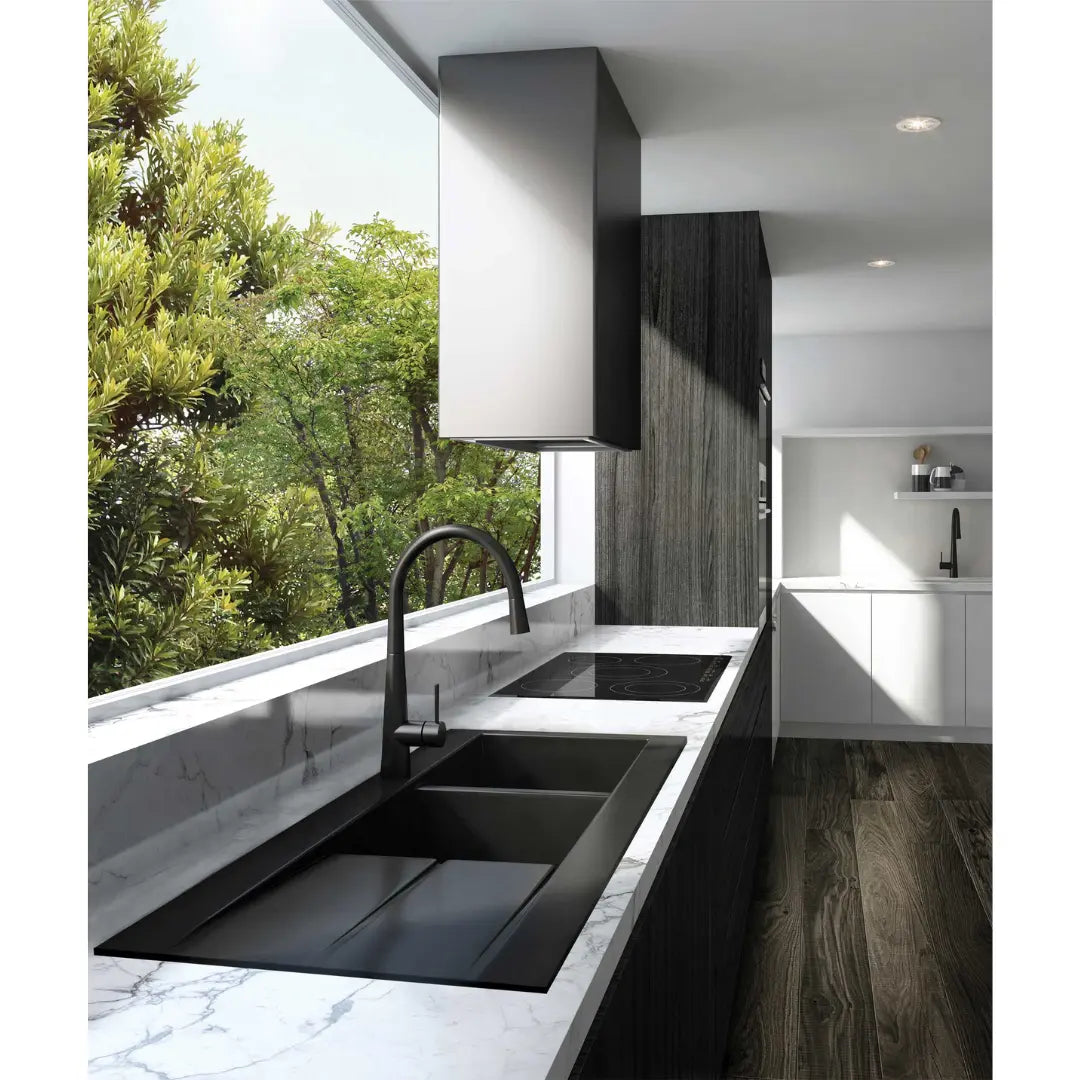 Oros 1162 Arqstone Double Bowl Sink Black or White with overflow Seima