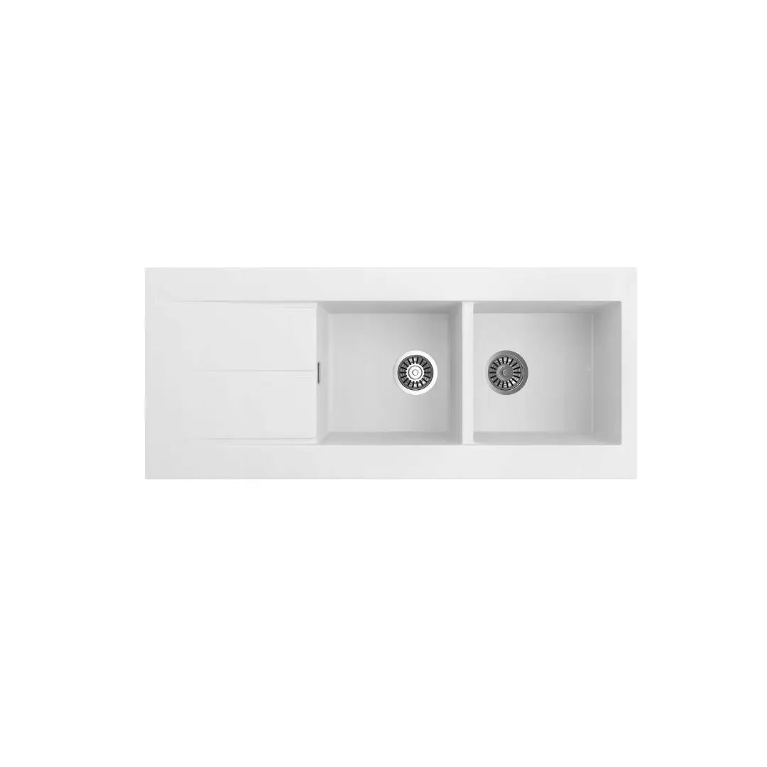 Oros 1162 Arqstone Double Bowl Sink Black or White with overflow Seima