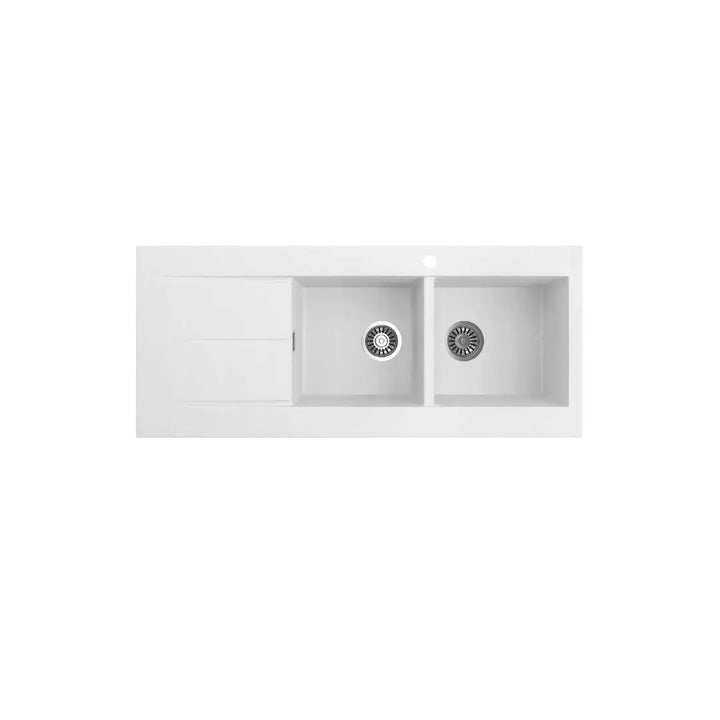 Oros 1162 Arqstone Double Bowl Sink Black or White with overflow Seima