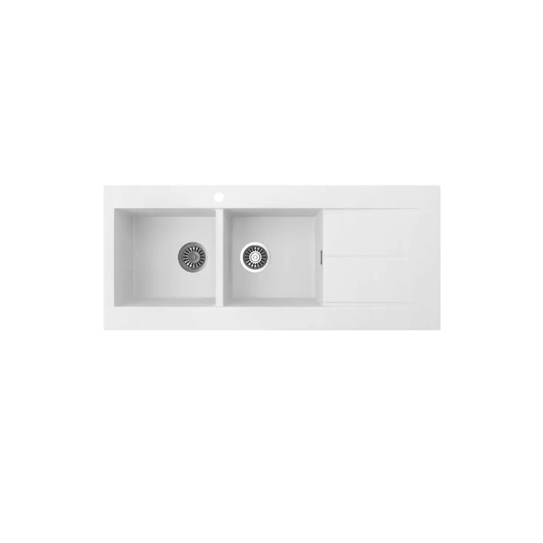 Oros 1162 Arqstone Double Bowl Sink Black or White with overflow Seima