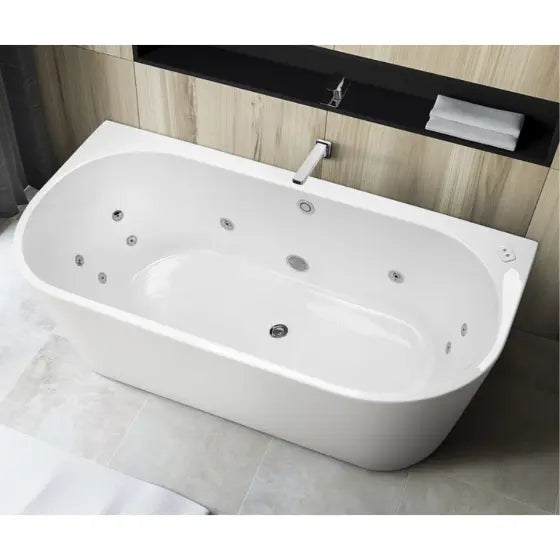 ALEGRA 1500/1700 CONTOUR BACK-TO-WALL ACRYLIC FREESTANDING SPA BATH with overflow Decina
