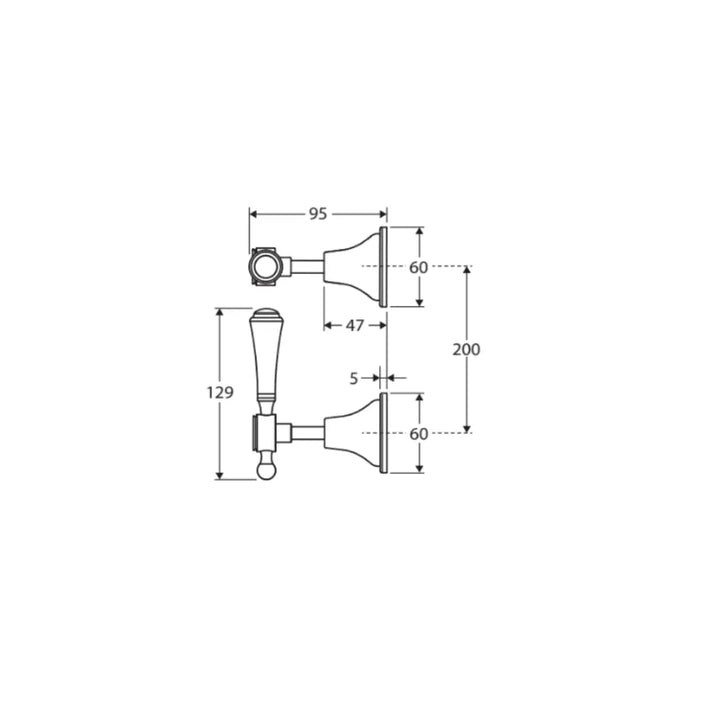 Lillian Lever Wall Top Assemblies with Metal or Ceramic Handle Fienza