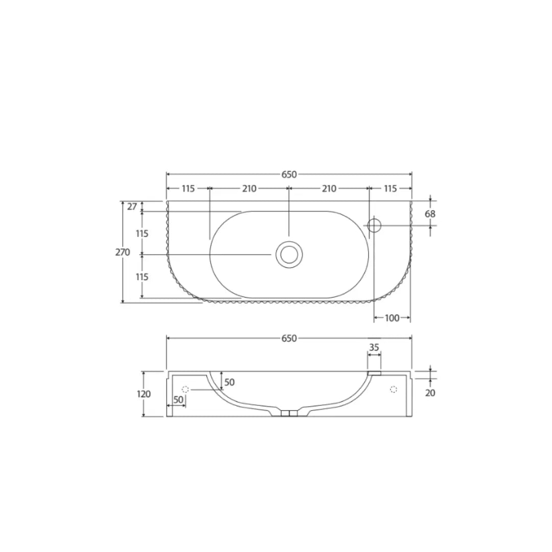 Minka Solid Surface Wall Basin 0 or 1 taphole Fienza