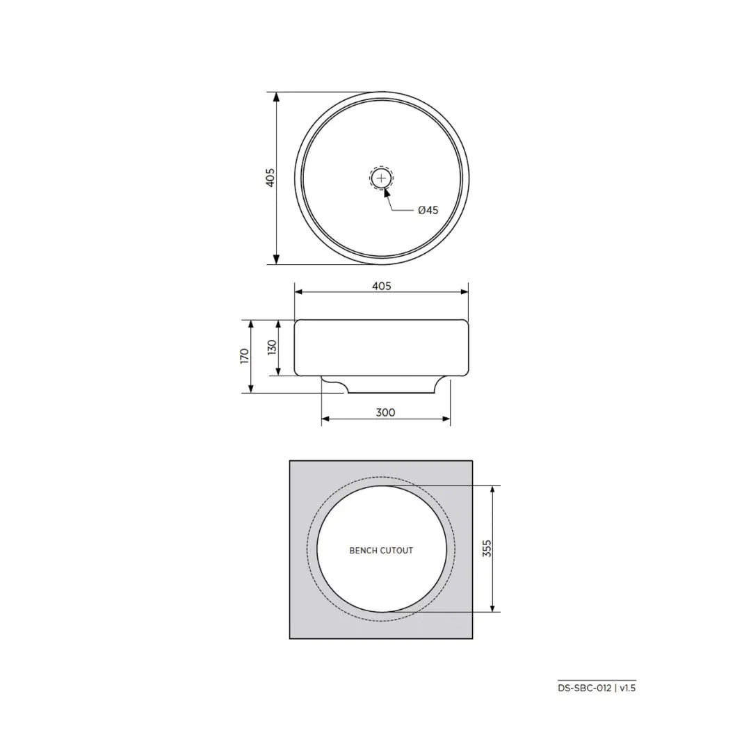 Syros 012 Ceramic above counter basin with overflow seima