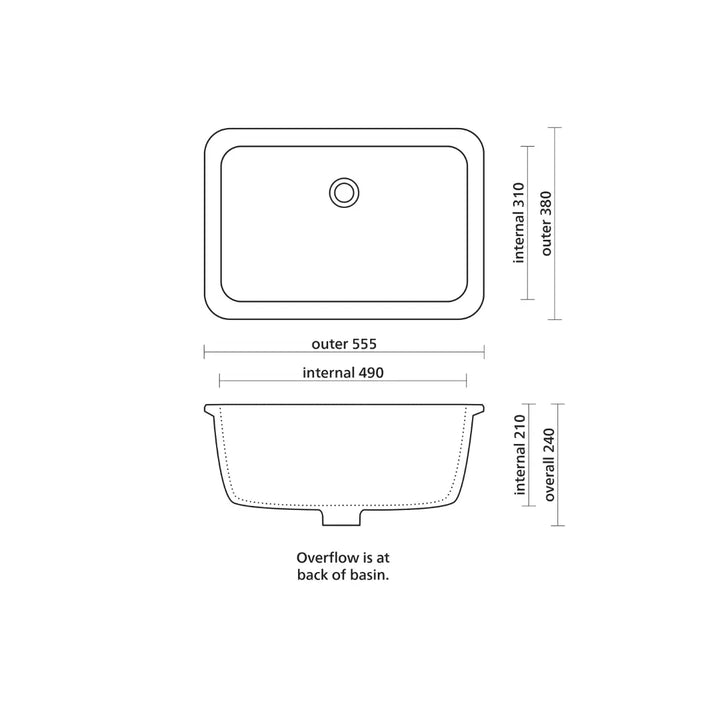 Plati 555 Ceramic under counter basin with overflow seima