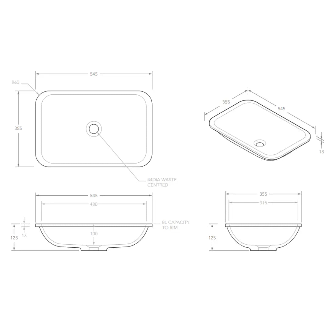 Glory Solid Surface Inset or Undermount Basin ADP
