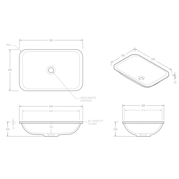 Glory Solid Surface Inset or Undermount Basin ADP