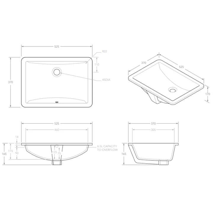 Gravity Undermount Basin with overflow ADP