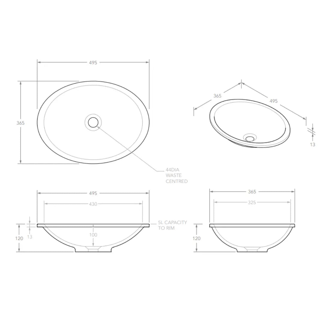 Sincerity Solid Surface Inset or undermount Basin ADP