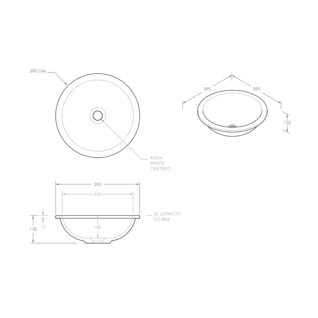 Unity Solid Surface Inset or Undermount Basin ADP