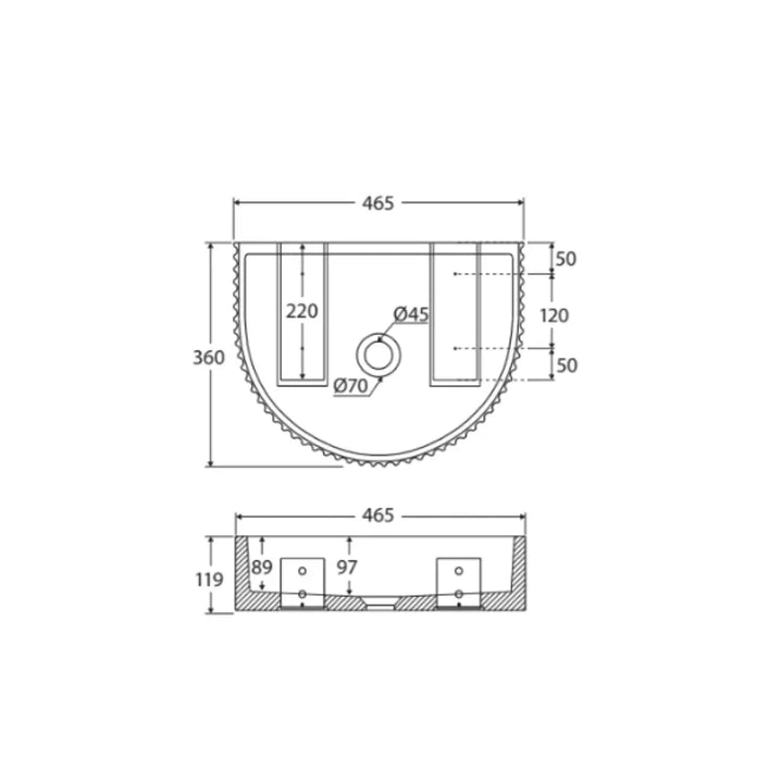 Valentina Fluted Arch Concrete Wall Basin Fienza