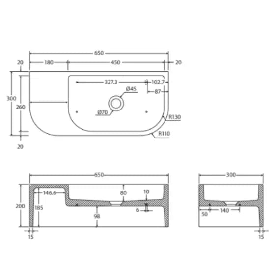 Blanca Concrete Wall Basin Fienza