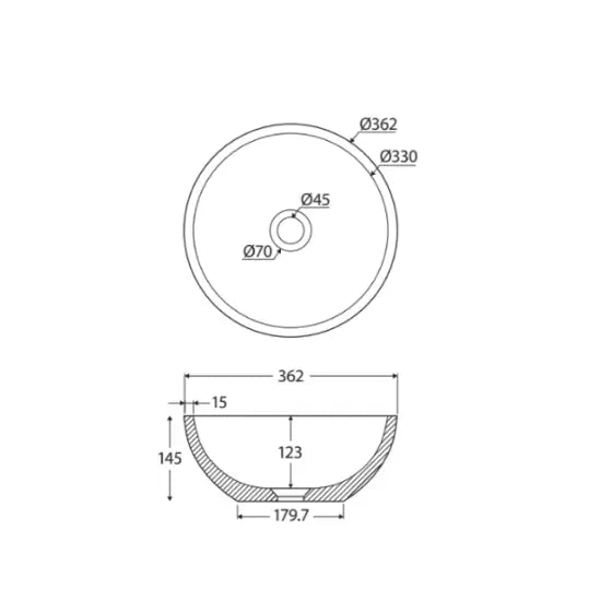 Alba Round Concrete Above Counter Basin Fienza
