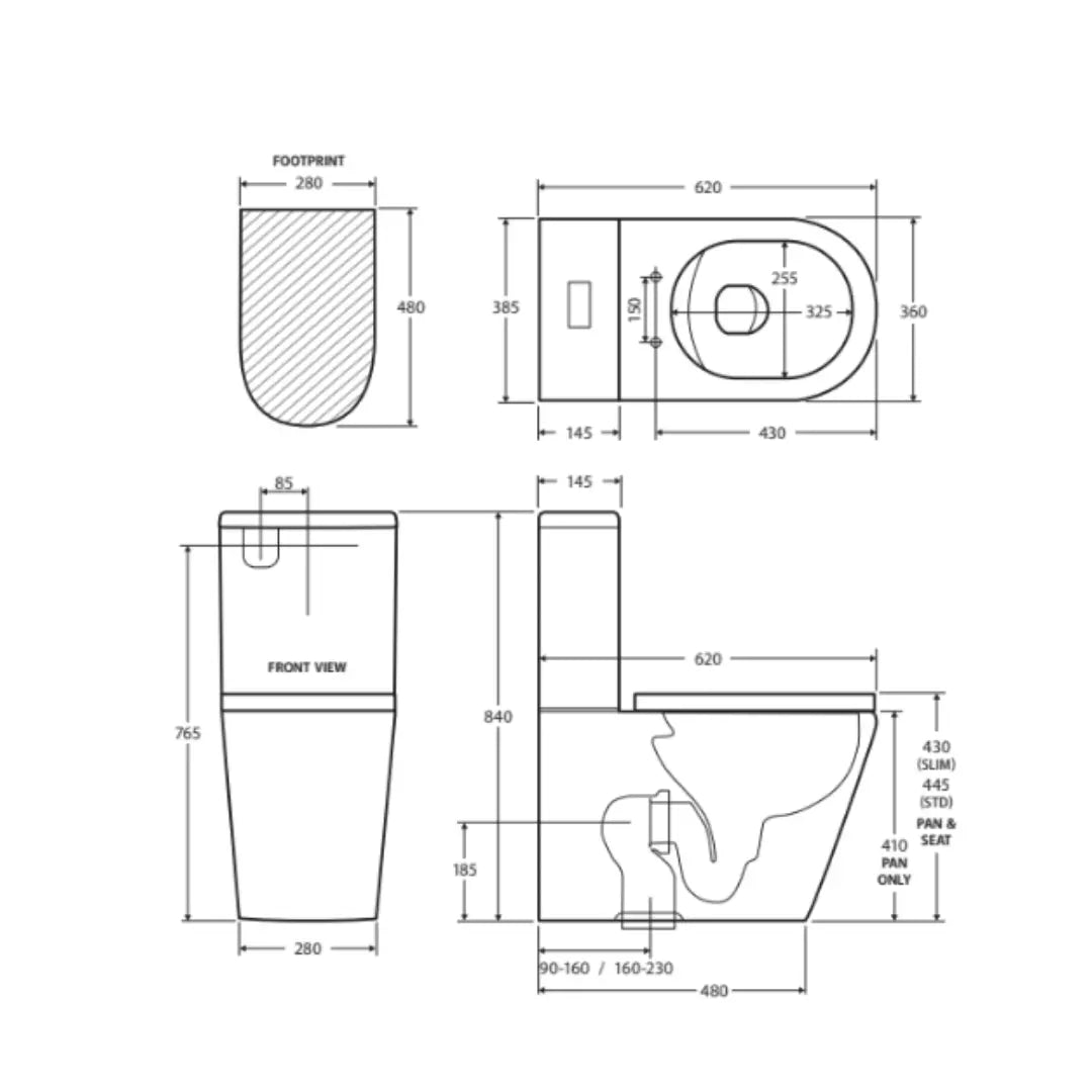 Aluca Back-to-Wall Toilet Suite Tornado Flush (Geberit or R&amp;T Flush Systems) Fienza