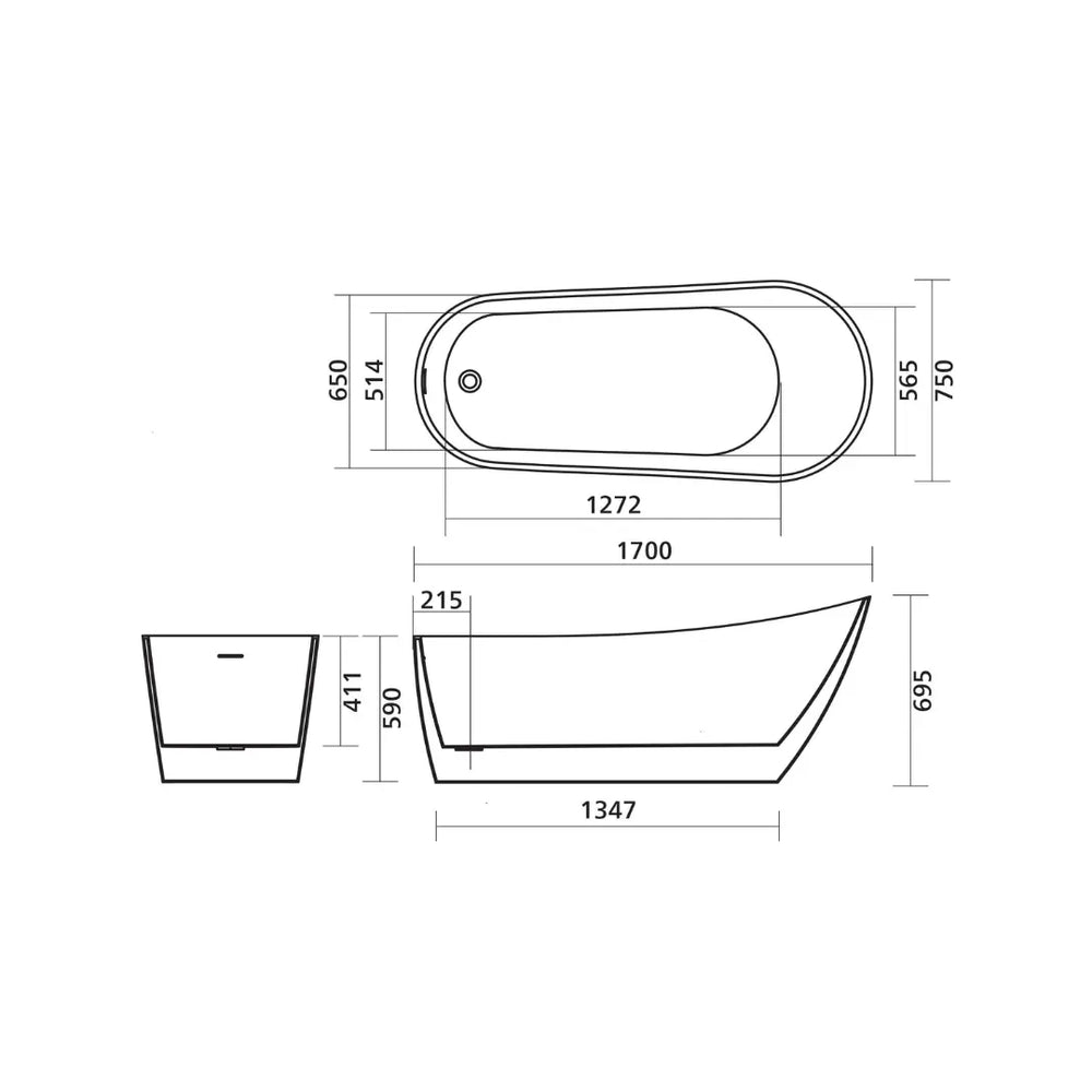 Arko 140 Gloss or matte white bath - with overflow 1700mm - acrylic Seima