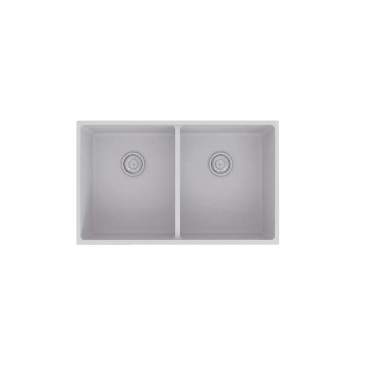 Forio 813 Double Bowl Quartz Sink White Vellano