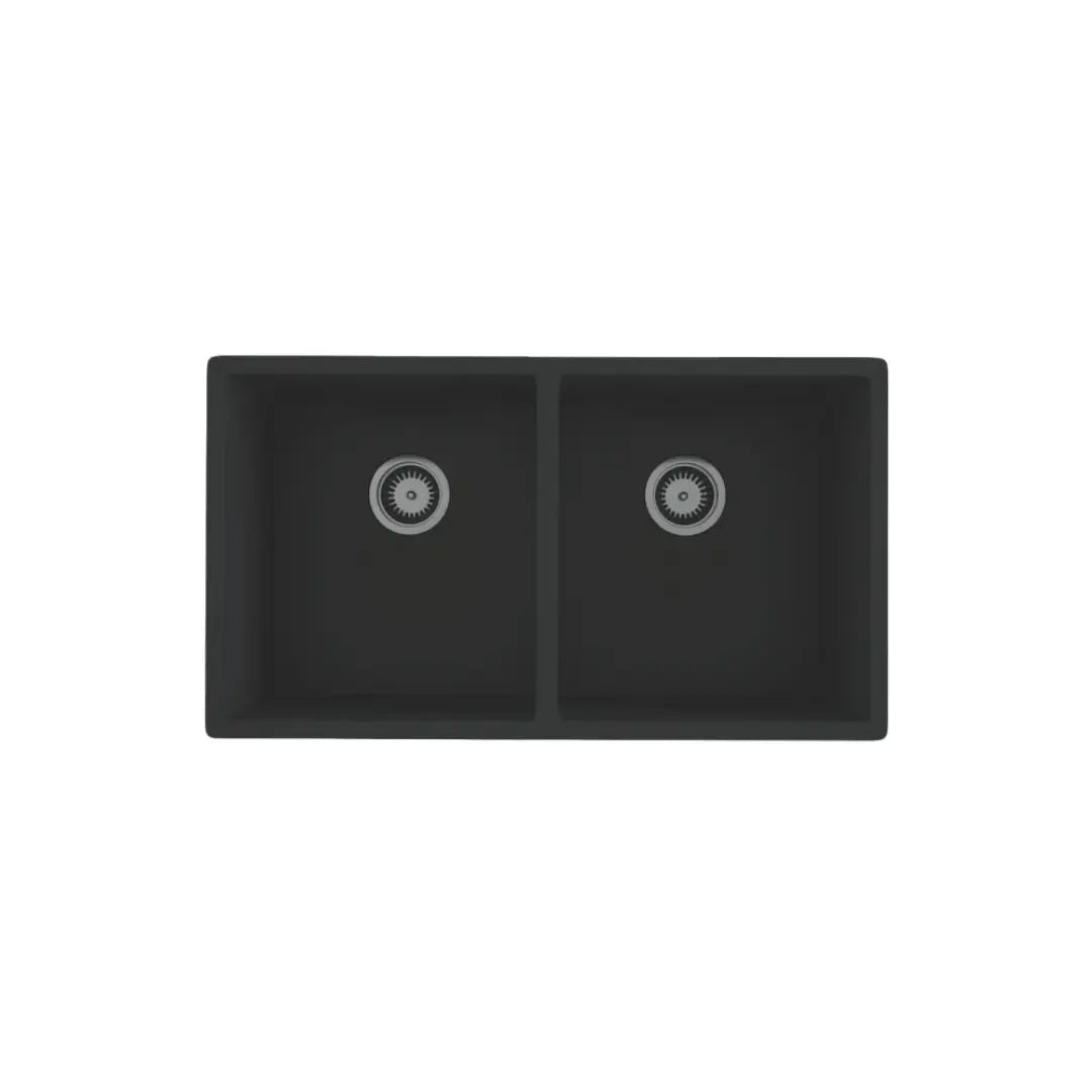 Forio 813 Double Bowl Quartz Sink Black Vellano