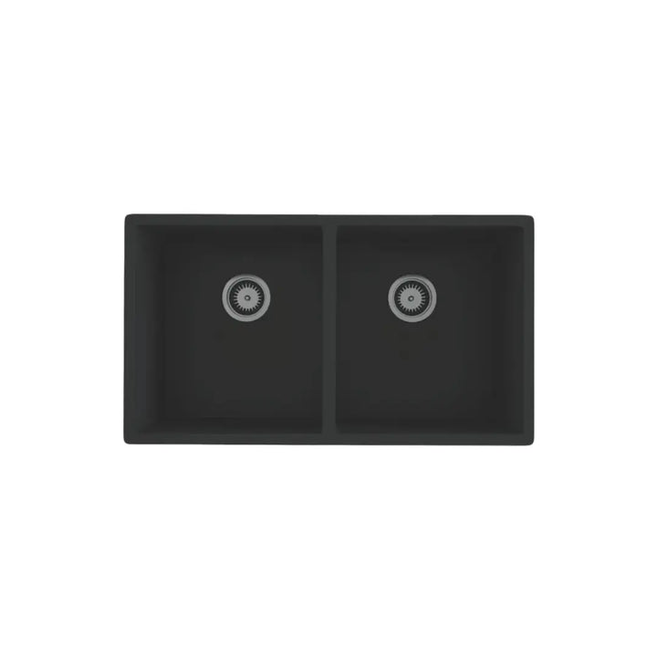 Forio 813 Double Bowl Quartz Sink Black Vellano