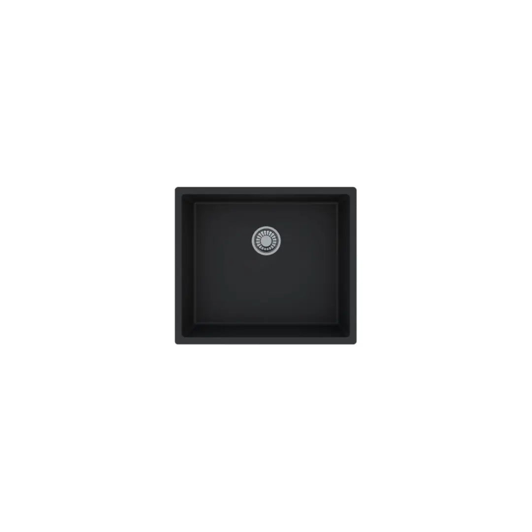 Forio 530 Single Bowl Quartz Sink Black Vellano