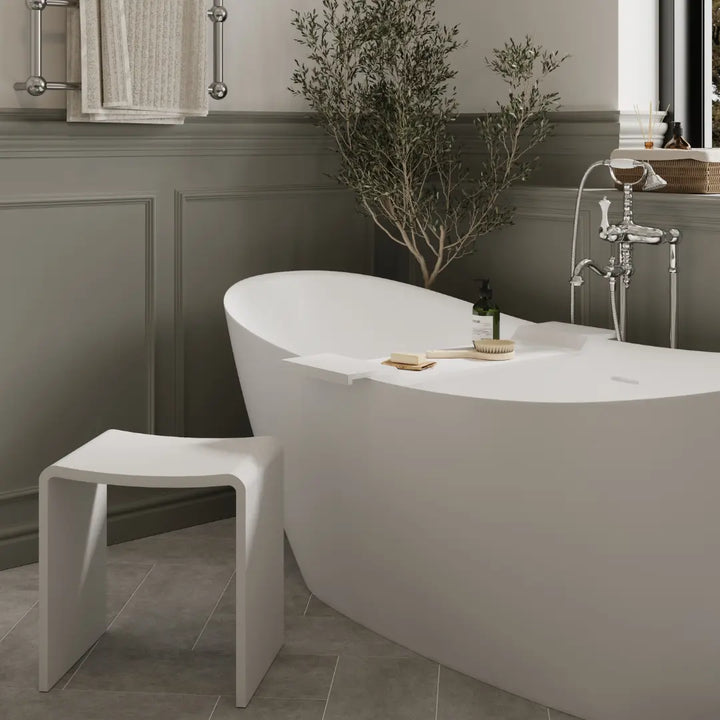 Willow Shower Stool Solid Surface White or Black Thermogroup