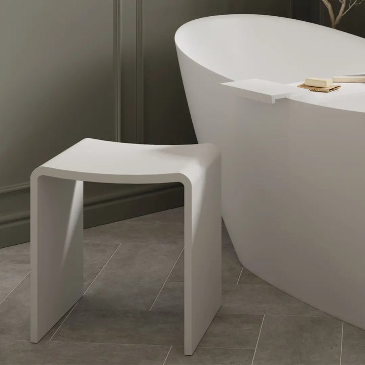 Willow Shower Stool Solid Surface White or Black Thermogroup