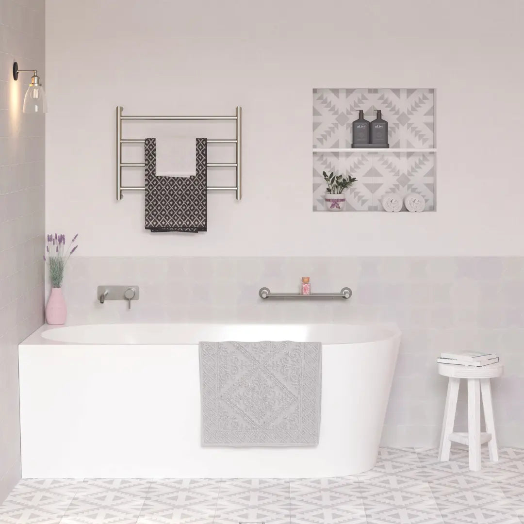 ISABELLA Right-Hand Acrylic MATTE WHITE Corner Bath 1500 &amp; 1700mm Non-overflow Fienza