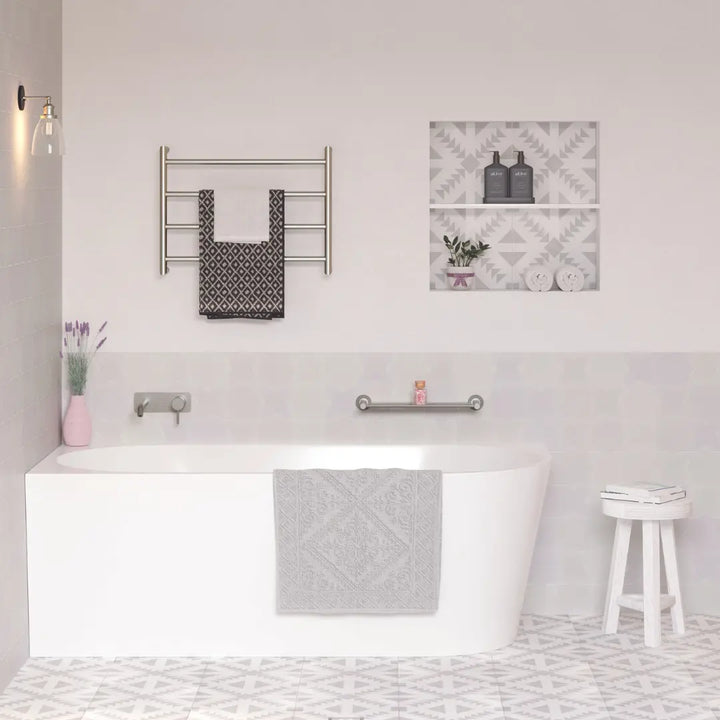 ISABELLA Right-Hand Acrylic MATTE WHITE Corner Bath 1500 &amp; 1700mm Non-overflow Fienza