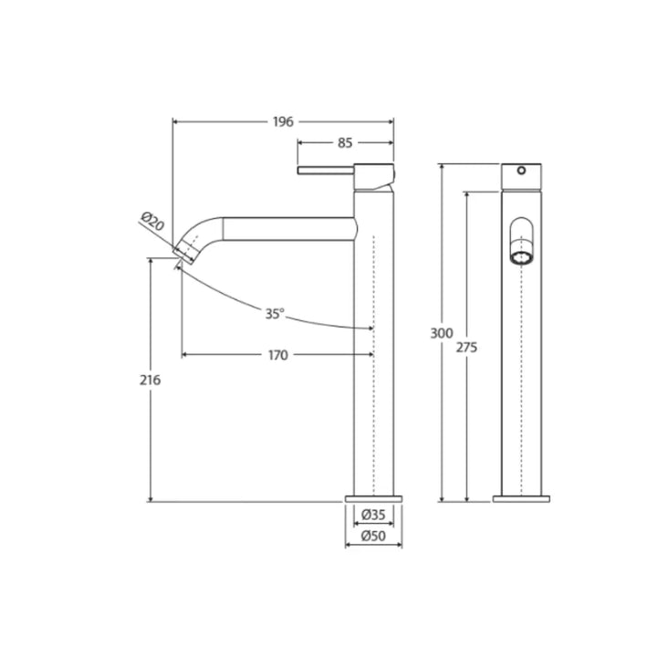 Kaya Tall Basin Mixer Fienza